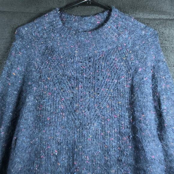Lauren Conrad Womens Sweater Blue Multi Wool Blend Long Sleeve Crew Large - Picture 2 of 10